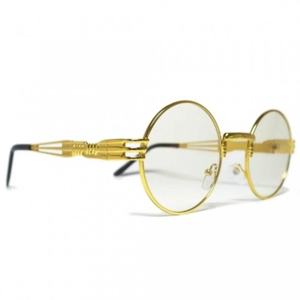 Metal Frame Retro Round Clear‎ Lens Glasses Street Wear Gangster Hip Hop Cholo